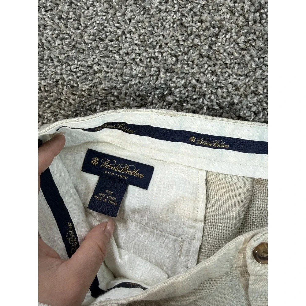 Brooks Brothers Linen Chino Shorts Men's Size 38 Beige Preppy
